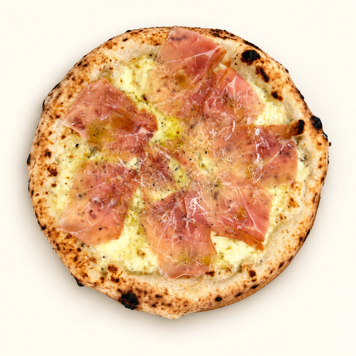 Pizza Prosciutto crudo con formaggi di tartufo